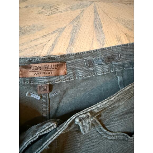 Judy Blue high-waisted, tummy control, cropped wide-leg jeans green size 11/30 - Picture 5 of 8